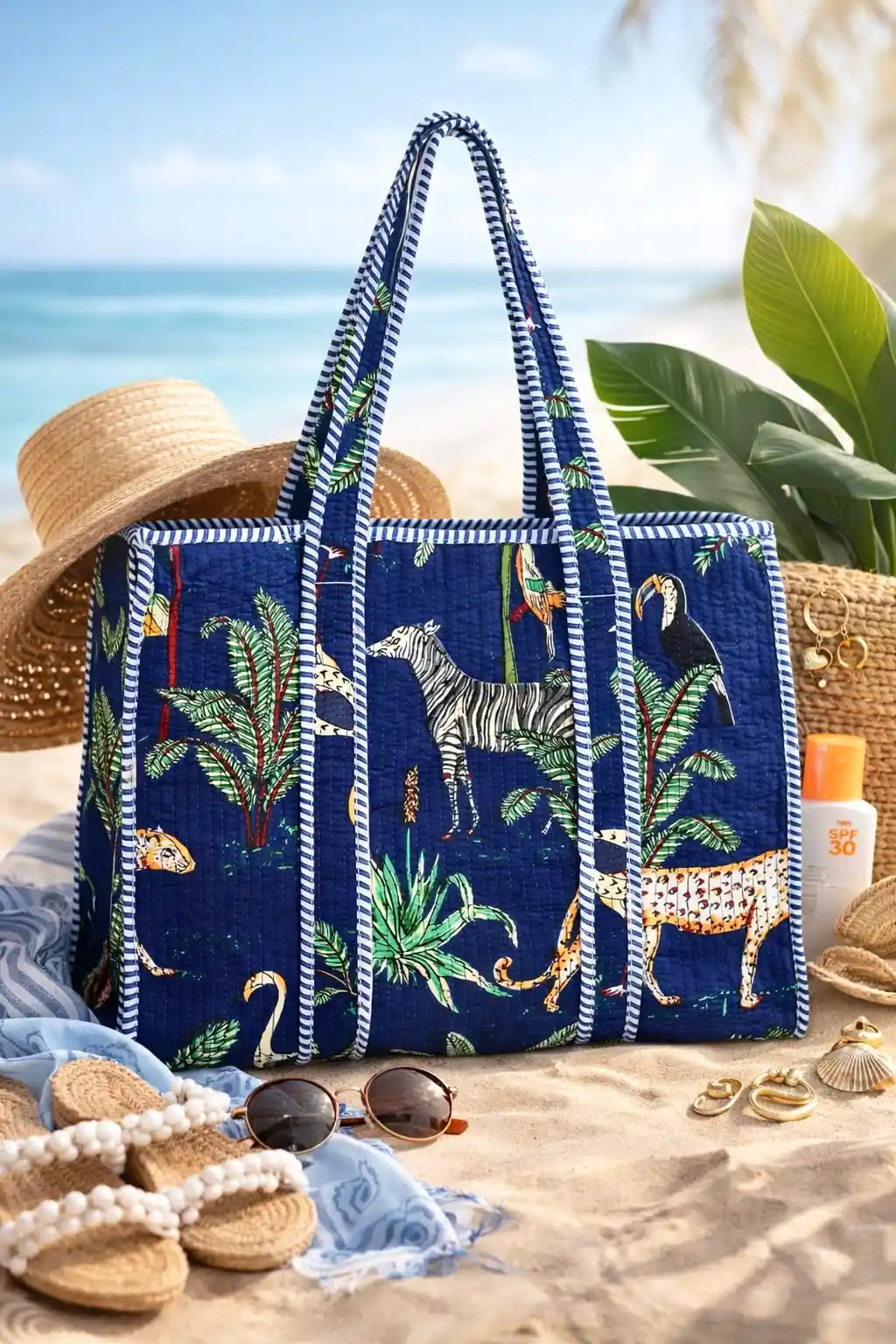 Blue Artisan Block Printed Tote Bag