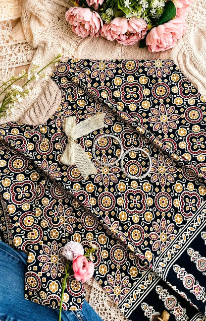 Black Sanganeri Short Kurta