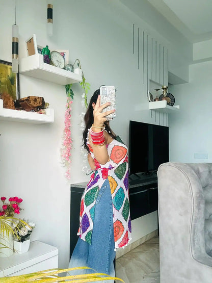 Vibrant Bandhani Back Tie Top