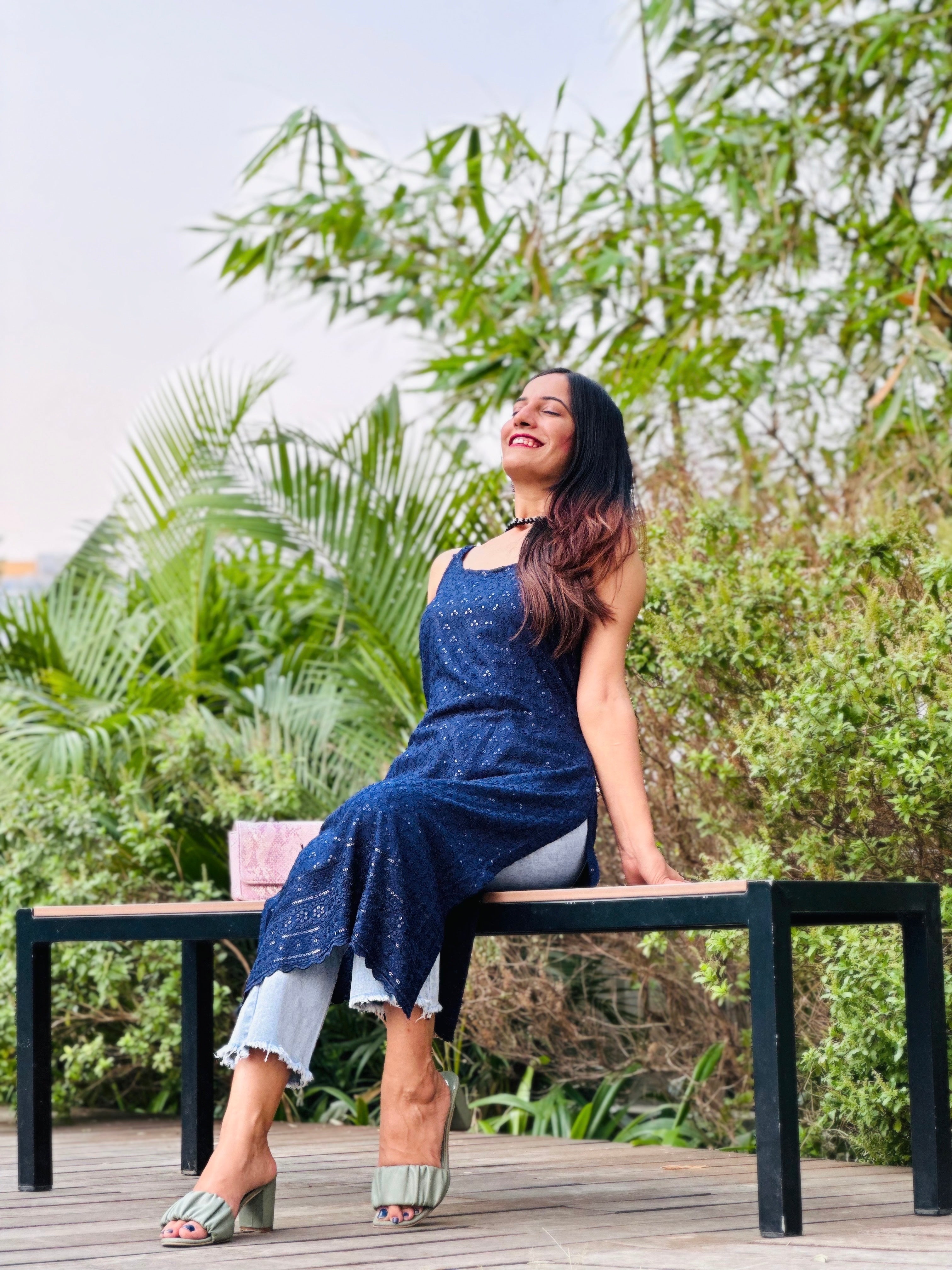 Asure Blue Sequence Gulnaz Kurta