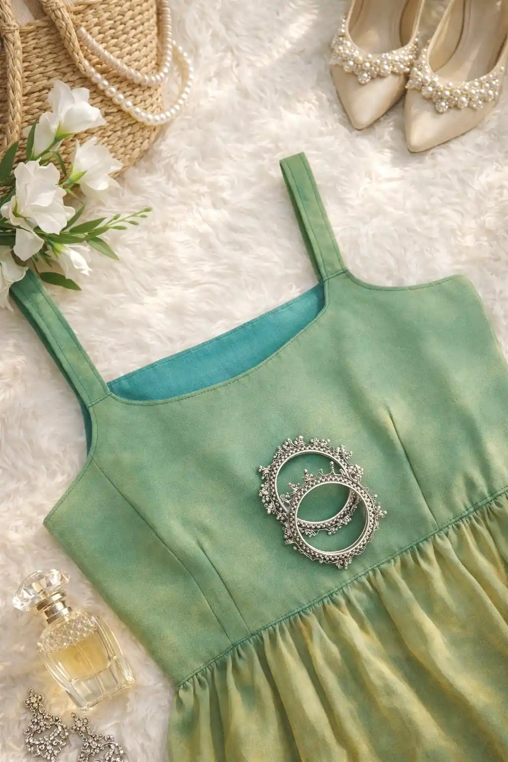 Green Ombre Peplum Camisole Top