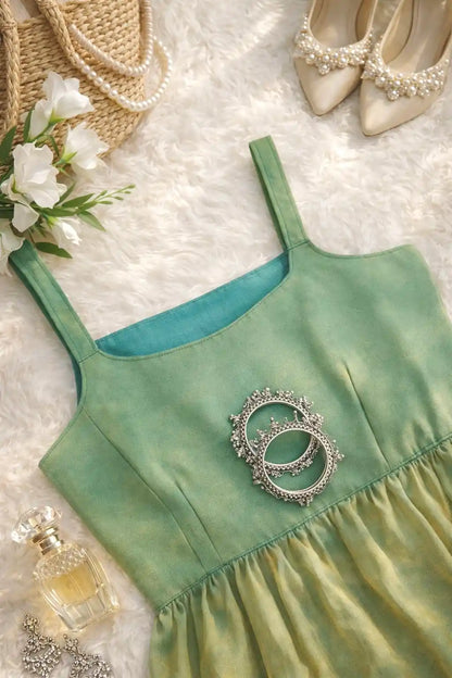 Green Ombre Peplum Camisole Top