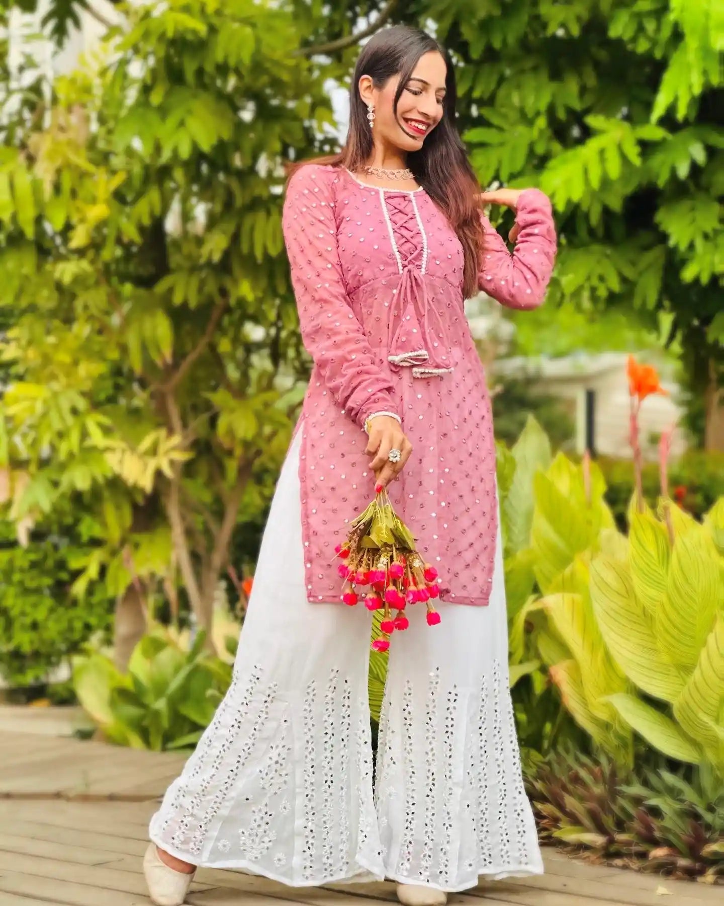 Peach Dori Mirror Gulnaz Kurta