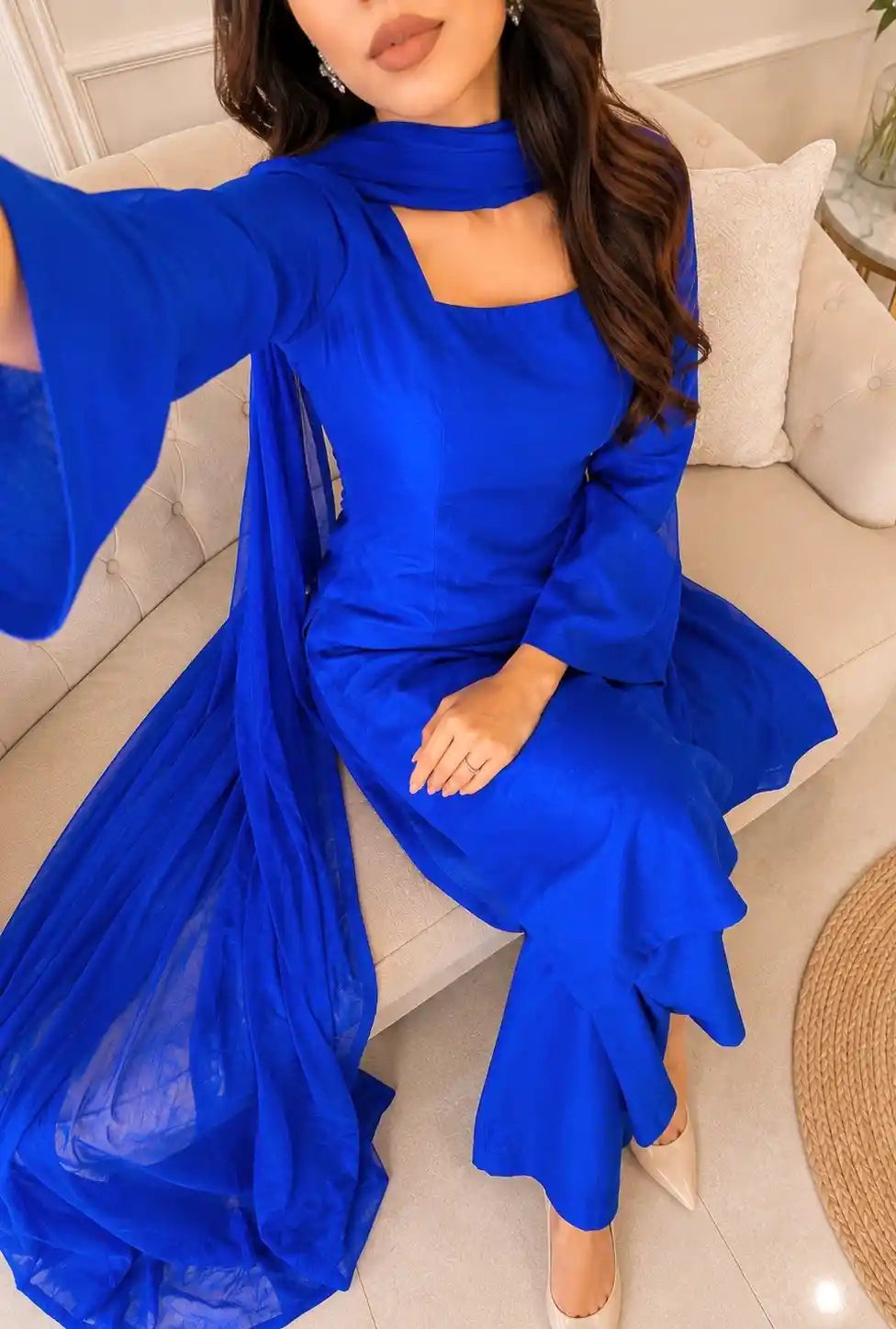 Royal Blue Solid Gulnaz Suit Set