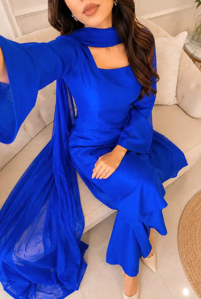 Royal Blue Solid Gulnaz Suit Set