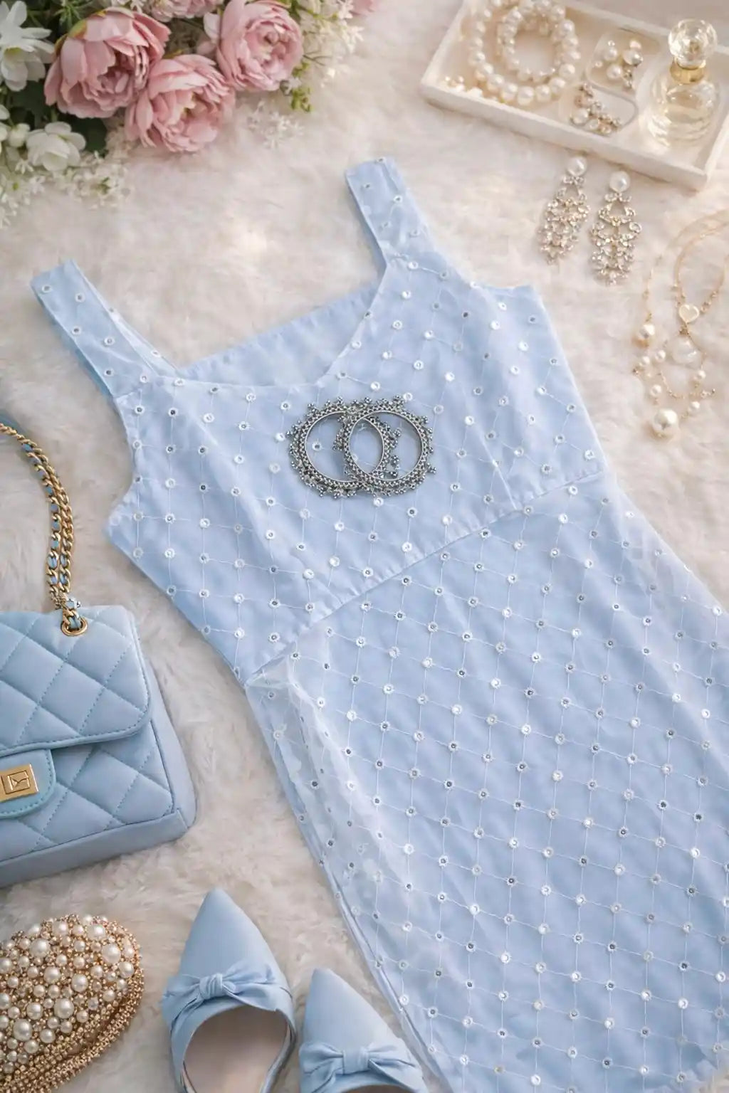 Whimsical White Mirror Gulnaz Kurta