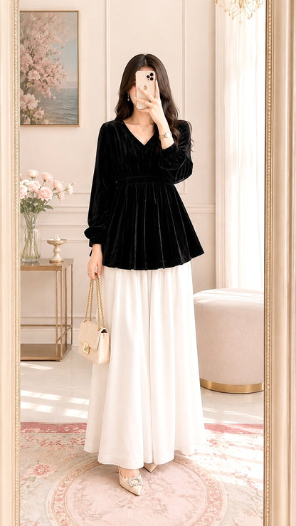 Black Velvet Empire Tunic Top