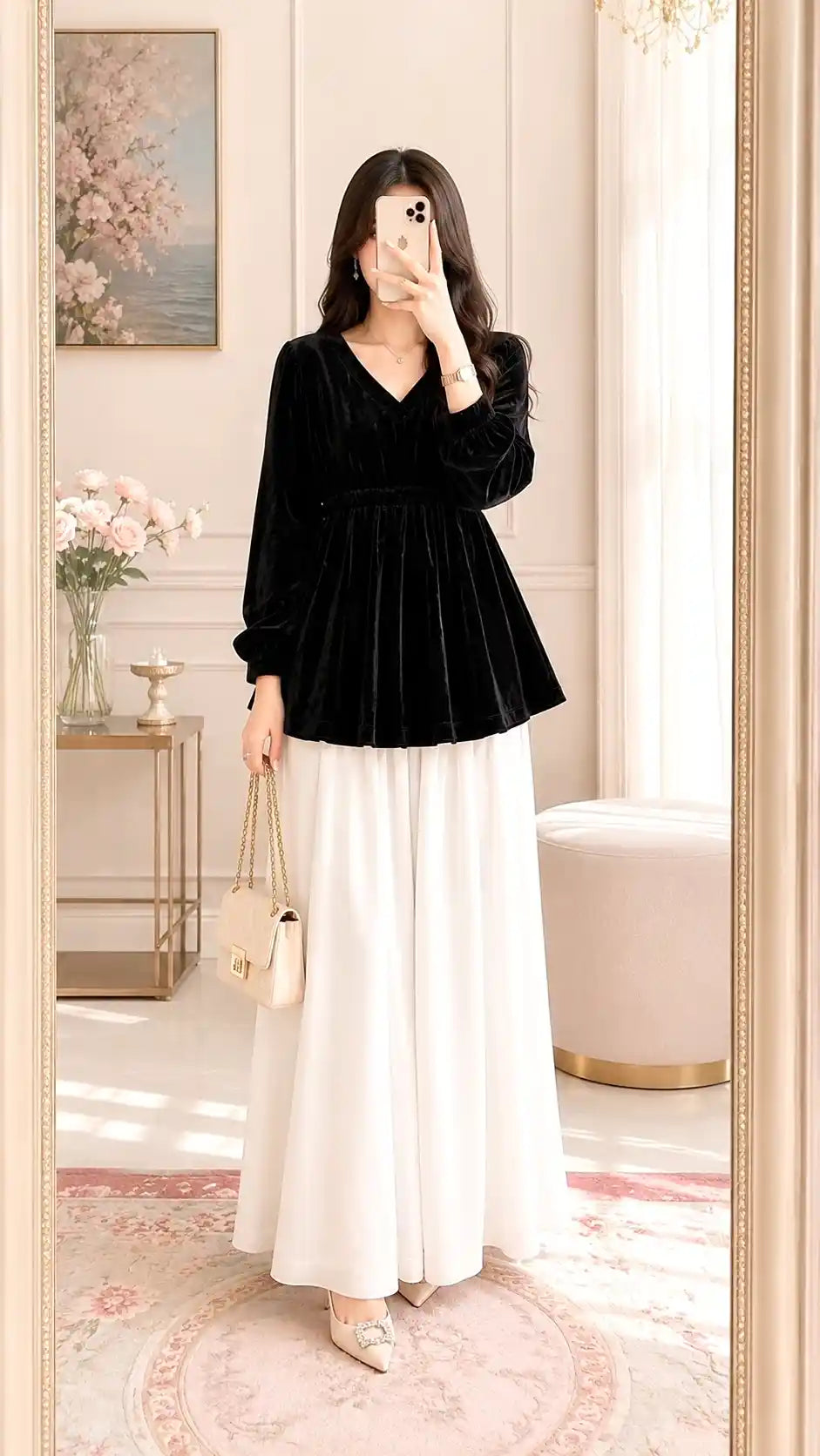 Black Velvet Empire Tunic Top