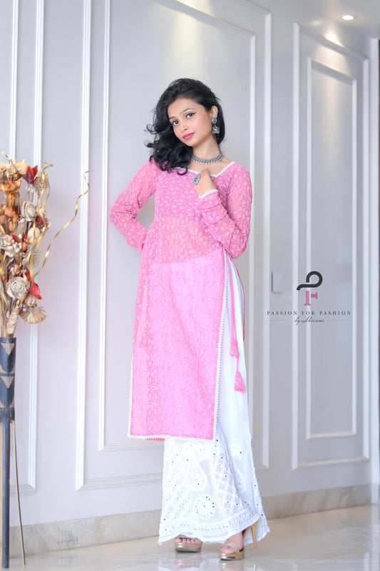 Rosebloom Peach Embroidered Gulnaz Kurta