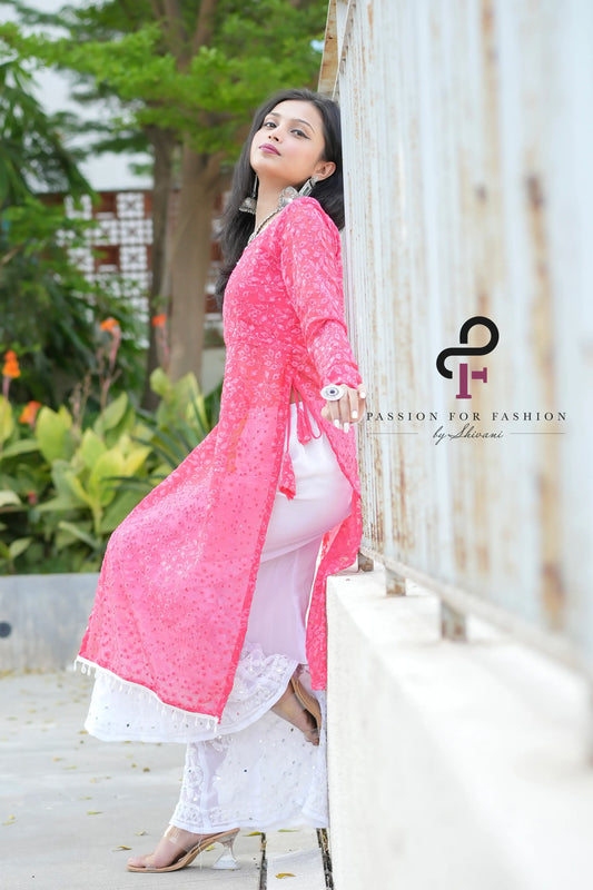 Pretty In Peach Shell Gulnaz Kurta