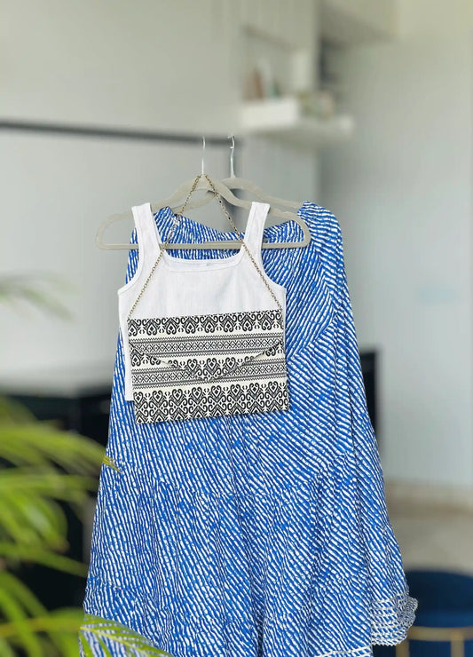 Jaipuri Blue Lehriya Twirl Skirt