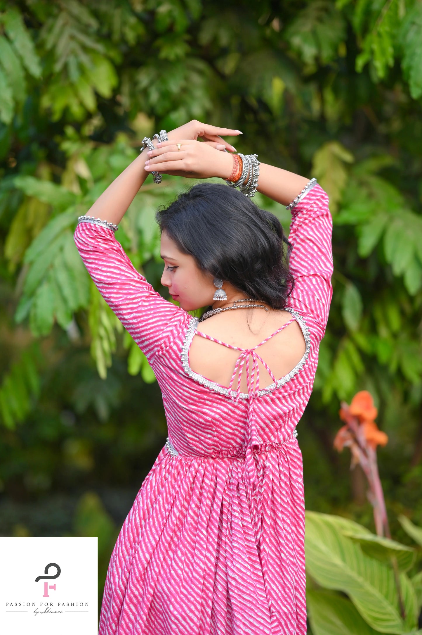 Rosebloom Pink Lehriya Gulnaz Anarkali