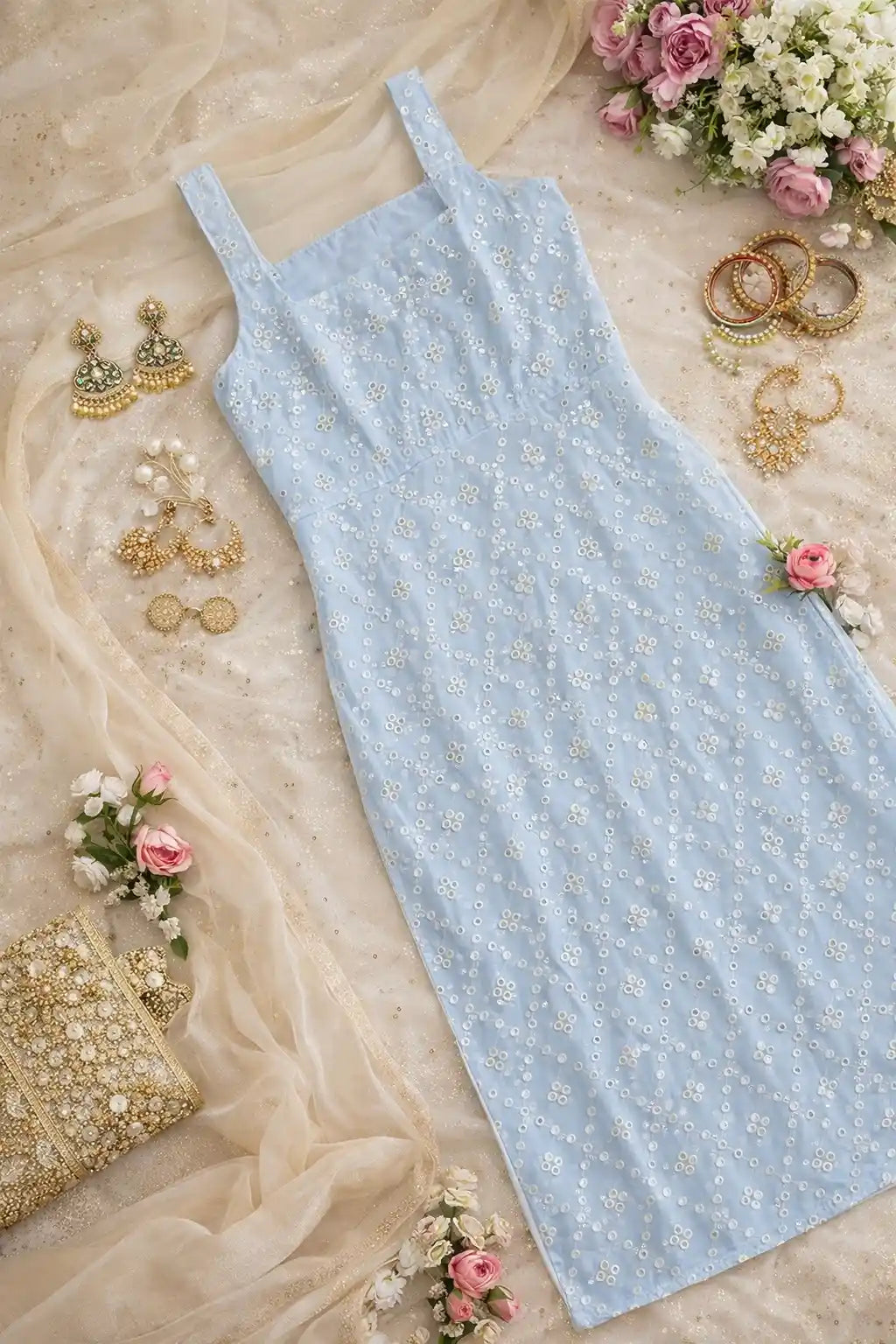 Santoshi’s White Embroidered Gulnaz Kurta