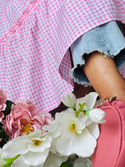 Blush Pink MulMul Gulnaz Frill Kurta