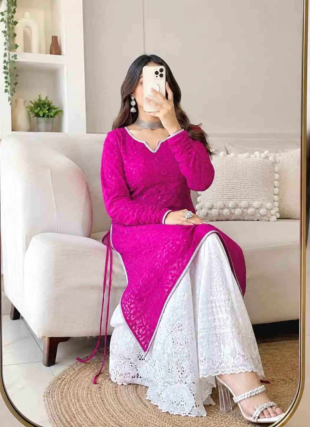 Bitter Wine Embroidered Gulnaz Kurta