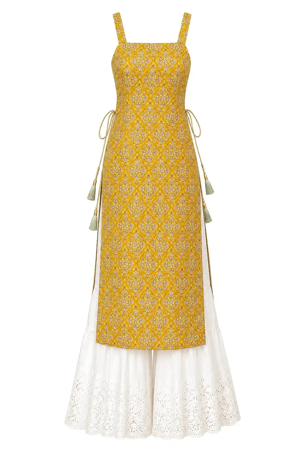 Mustard Ajrakh Jaipuri Gulnaz Kurta
