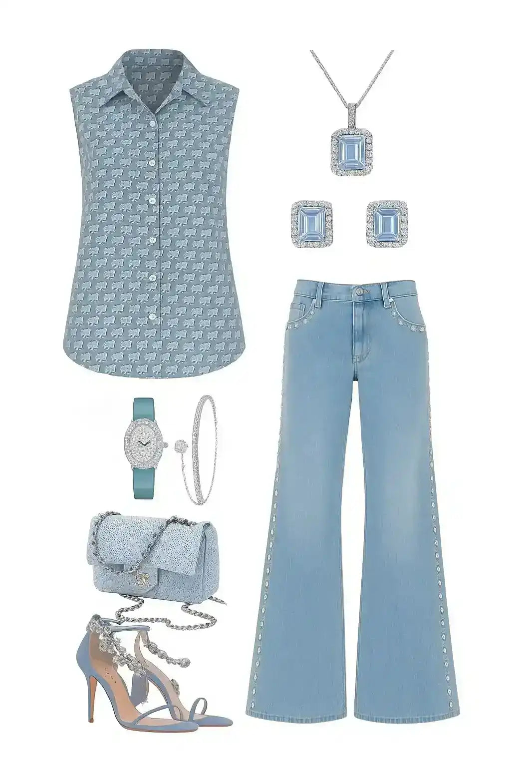 Grey Elephant Cute Collar Shirt