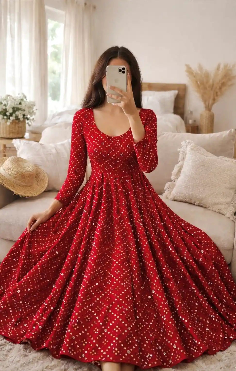 Rosewood Maroon Gulnaz Embroidered Anarkali