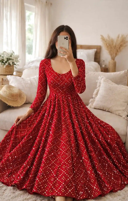 Rosewood Maroon Gulnaz Embroidered Anarkali