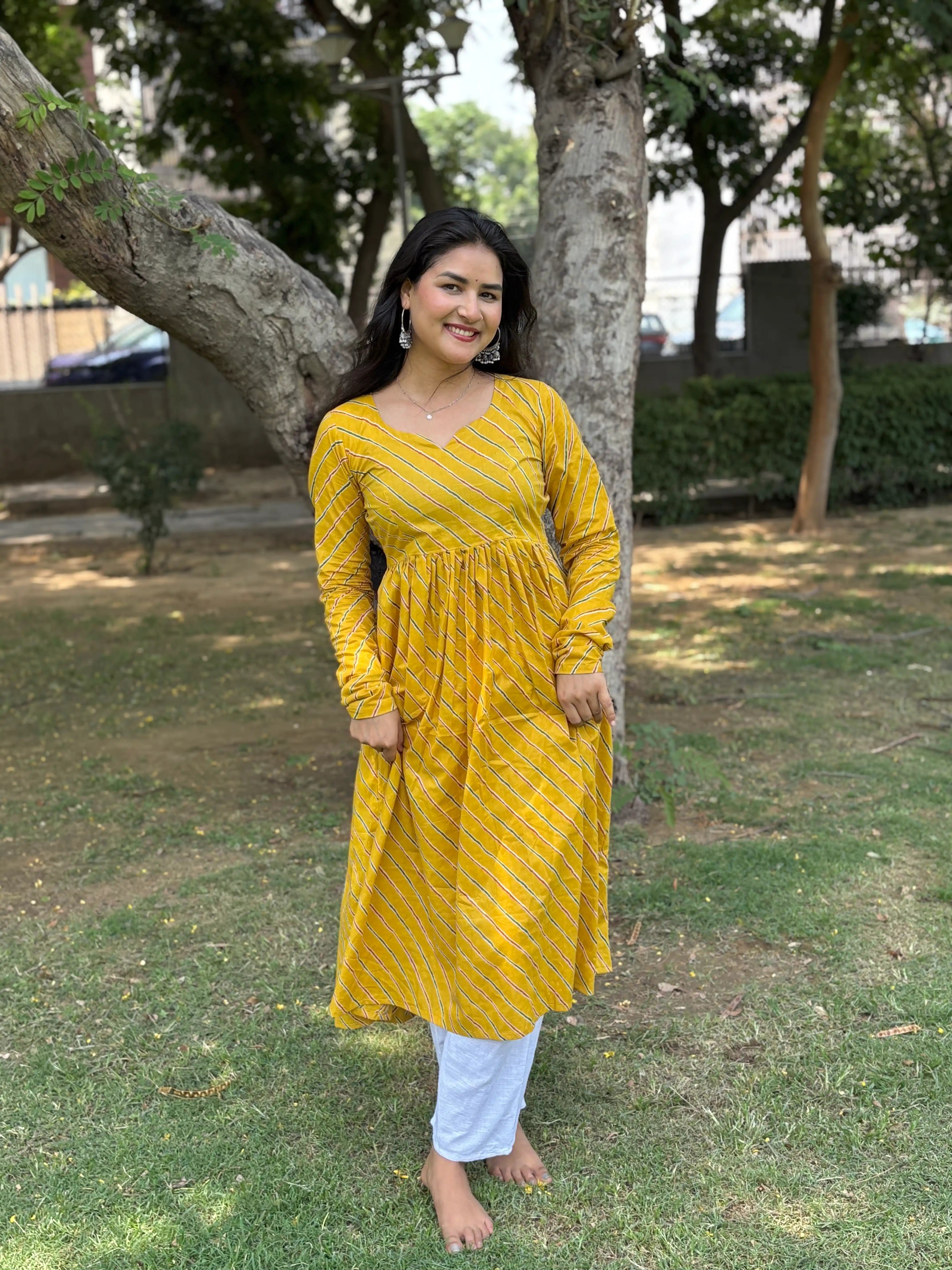 Mulmul Lehriya Jaipuri Twirl Kurta
