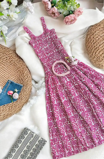 Jaipuri Pink Smoky Twirl Dress