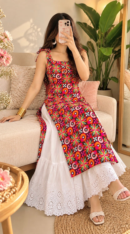Multicolor Gamti Embroidered Gulnaz Kurta