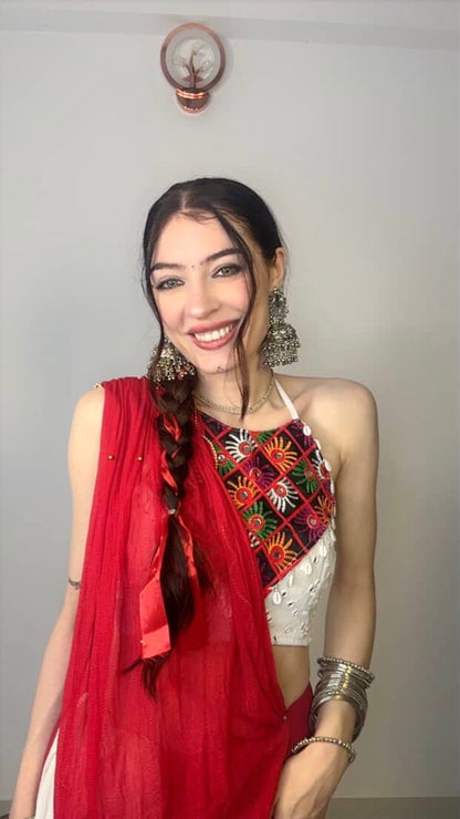 Kutch Mirror Work Halter Blouse