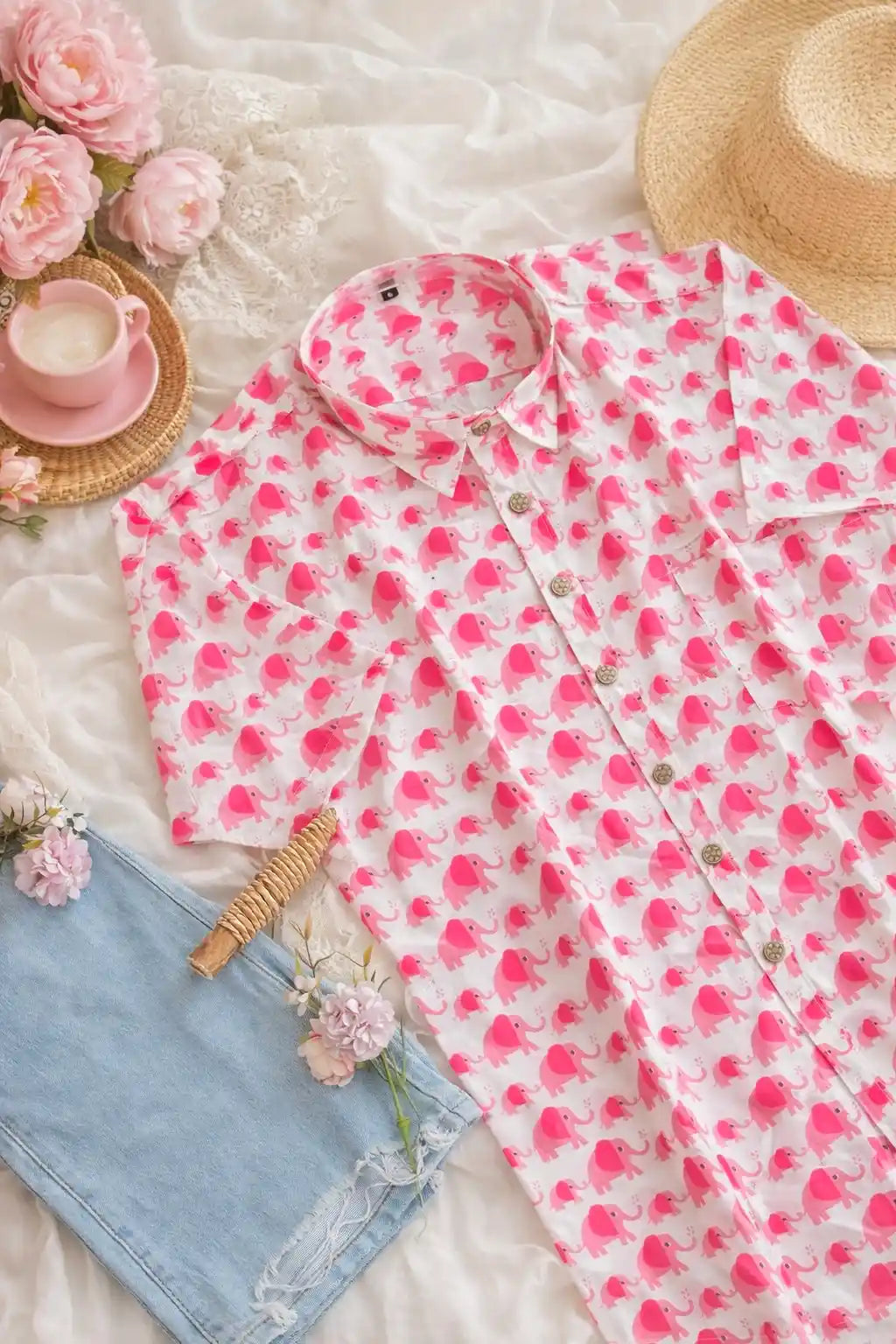 Cute Elephant Jaipuri Shirt