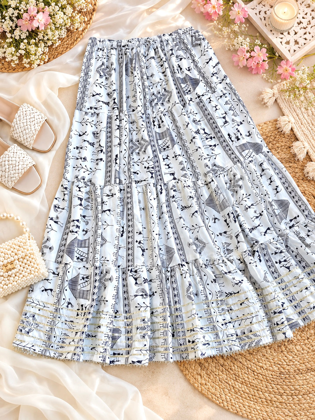 Indigo Bloom Jaipuri Twirl Skirt