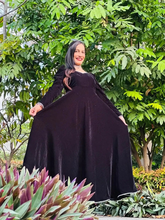 Scarlet Black Velvet Twirl Dress - Passion for Fashion by Shivani