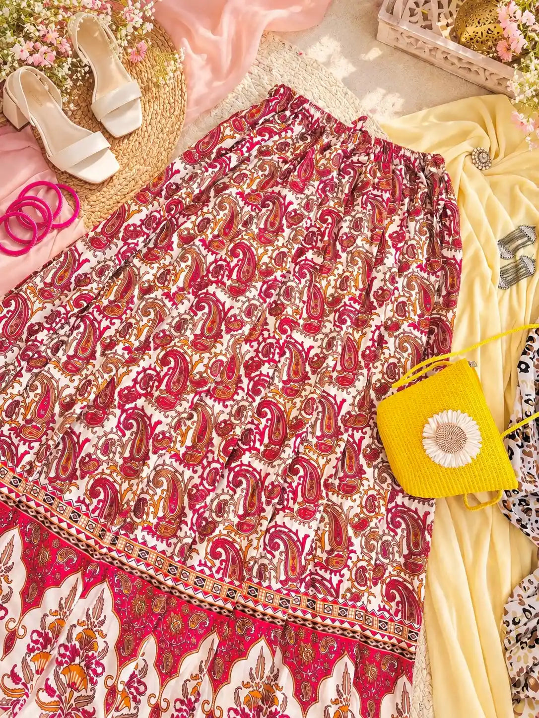 Jaipuri Paisley Flare Twirl Skirt