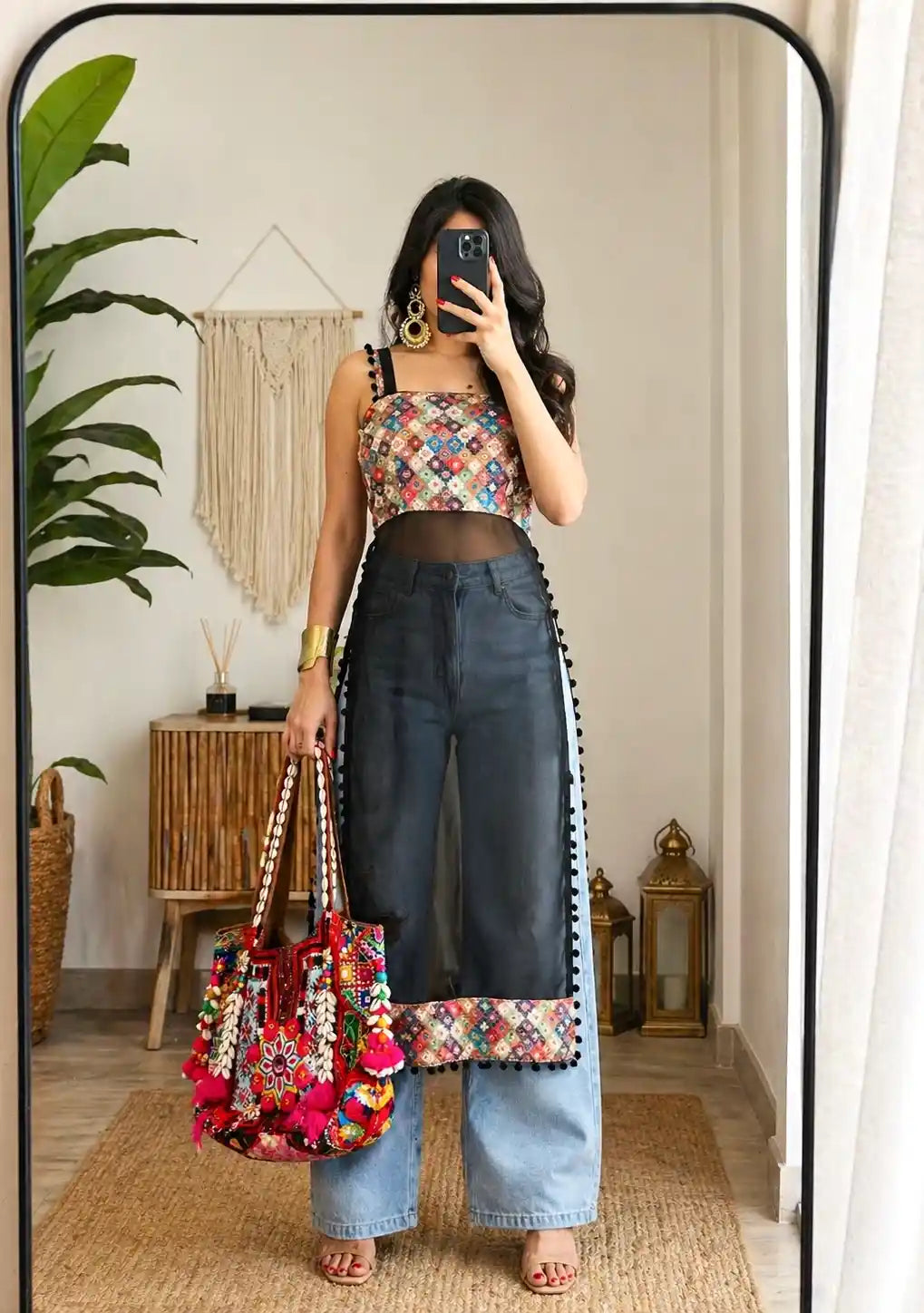 Snehal’s Embroidered Black Gulnaz Kurta