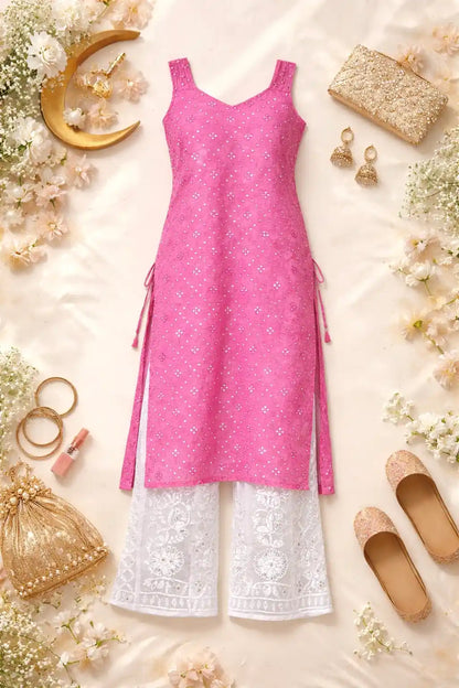 Twilight Peach Mirror Gulnaz Kurta