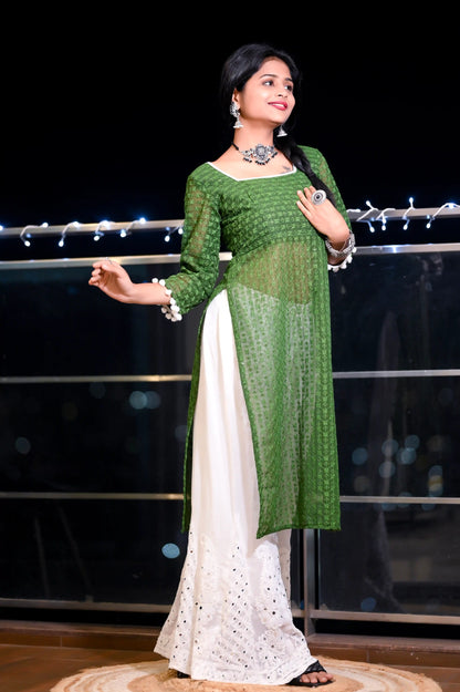 Emerald Green Gulnaz Embroidered Kurta