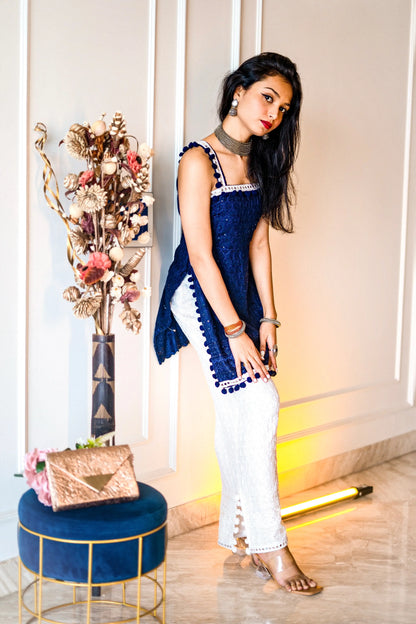 Daisy Blue Sequence Gulnaz Short Kurta