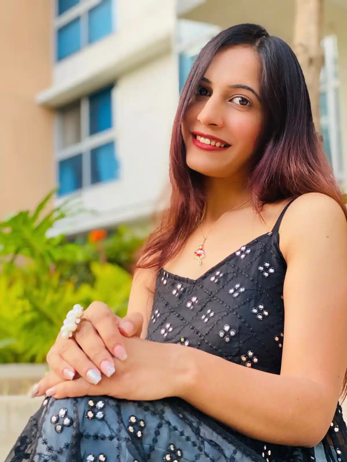 Chic Black Embroidered Mirror Kurta