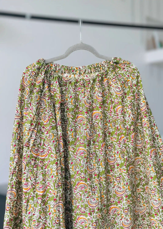 Green Kalamkari Jaipuri Twirl Skirt - Passion for Fashion by Shivani