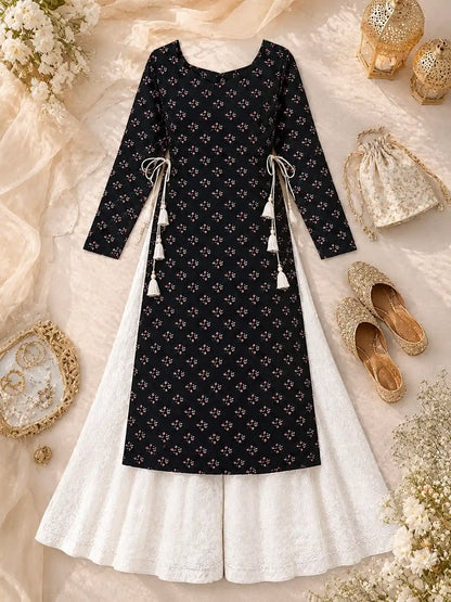 Gulnaz Designer Black Cotton Kurta