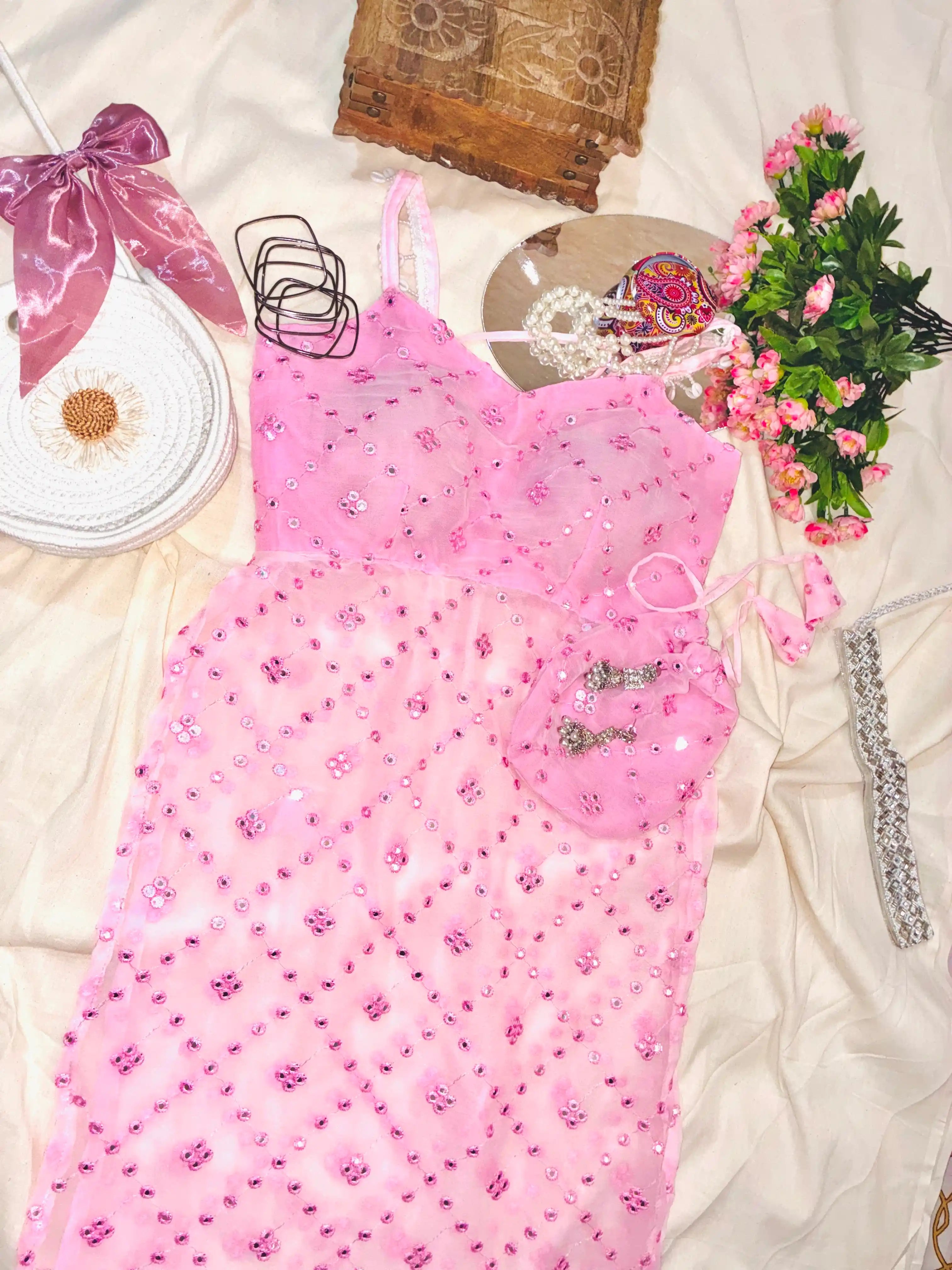 Blush Pink Gulnaz Embroidered Kurta