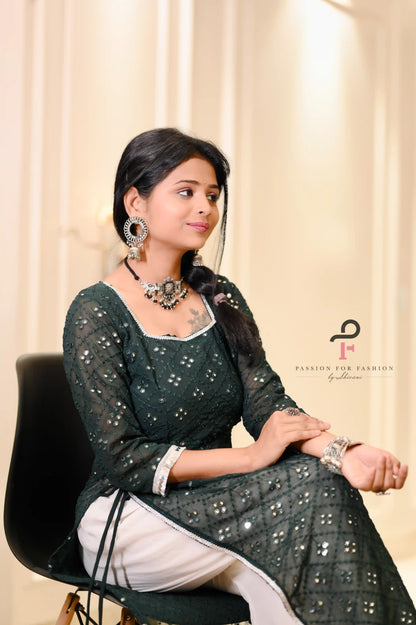 Lawn Green Embroidered Gulnaz Kurta
