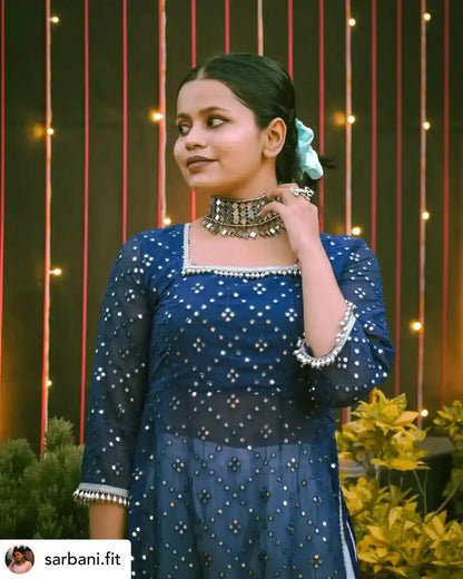 Royal Blue Mirror Gulnaz Kurta