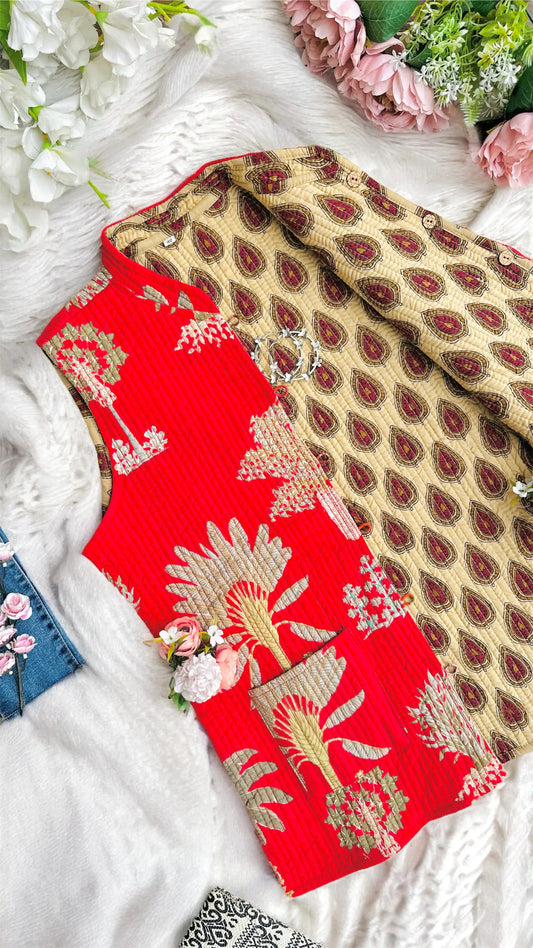 Red Quilted Jaipuri Jacket
