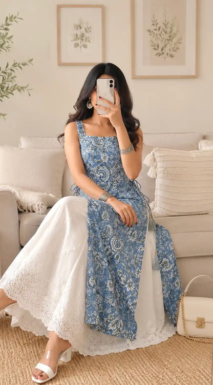Grey Kalamkari Jaipuri Gulnaz Kurta