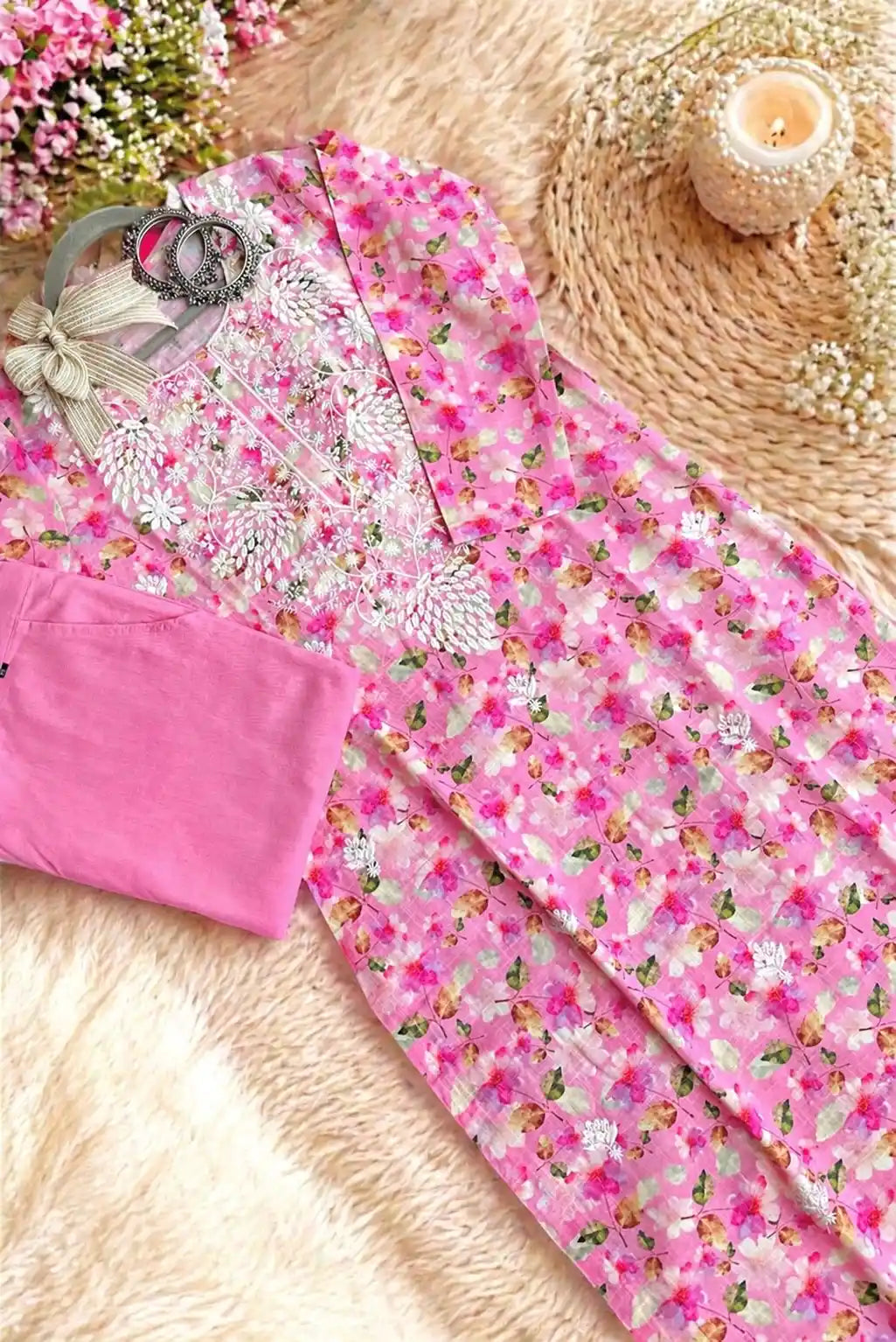 Pink Chikankari Meher Suit Set