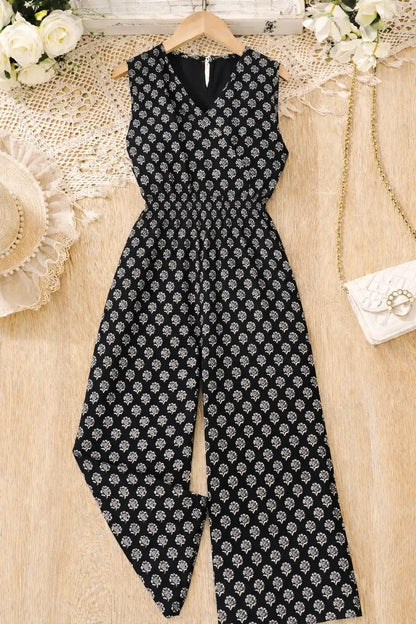 Chic Black Block Print Jumpsuit