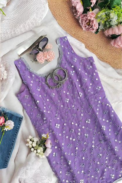 Soft Lilac Embroidered Gulnaz Kurta