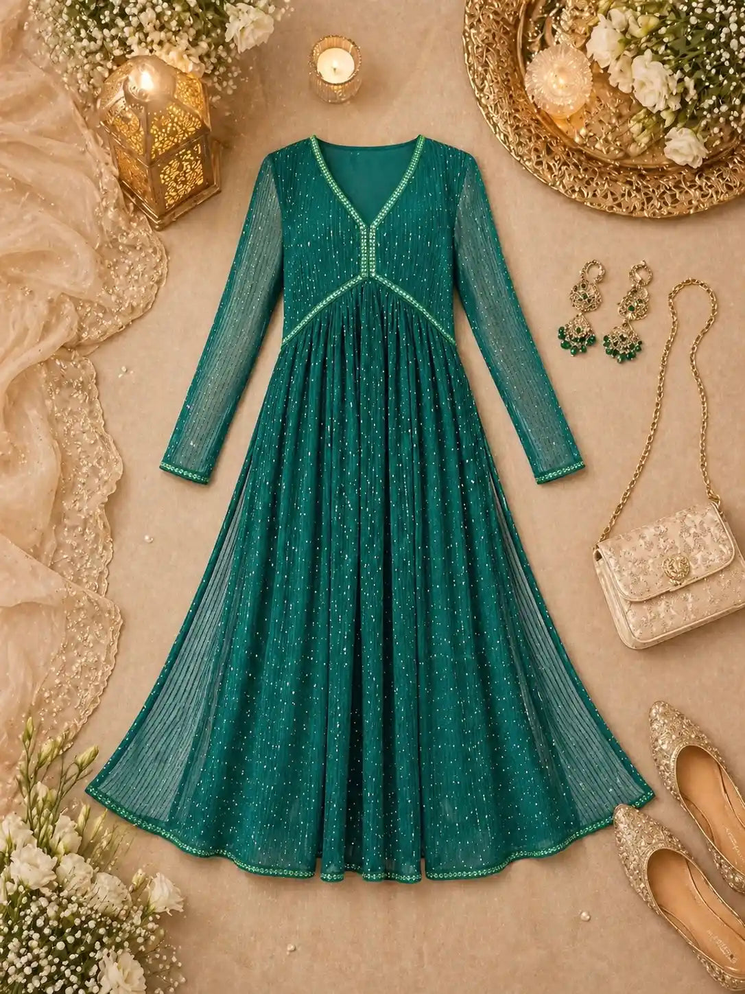 Emerald Green Gulnaz Nyra Kurta