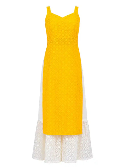 Vibrant Yellow Gulnaz Embroidered Kurta