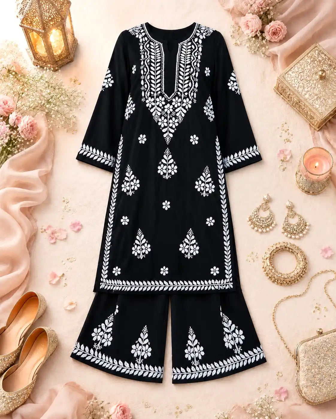 Twilight Black Meher Noor Chikankari Set