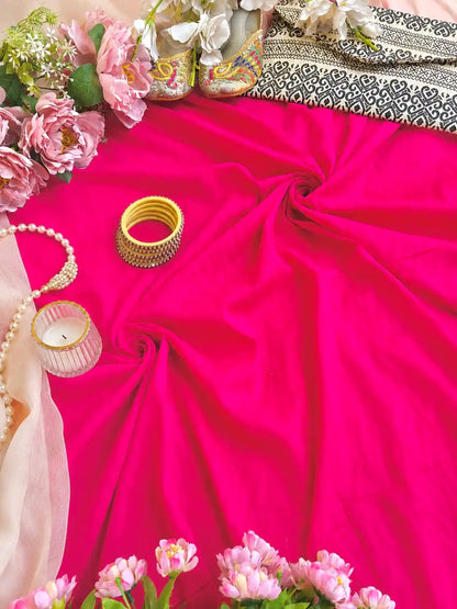 Embossed Pink MulMul Fabric Cut